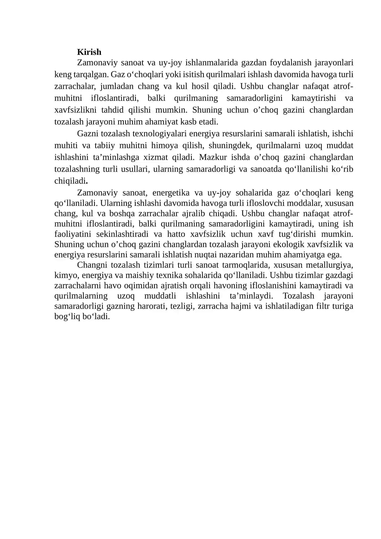 O’choq gazini changlardan tozalash 2