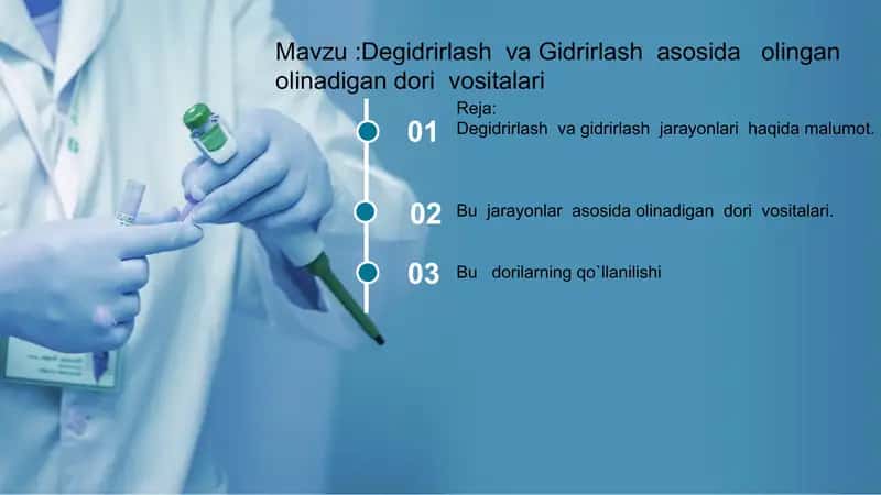 Degidrirlash va Gidrirlash asosida olingan Olinadigan dorivositalari 2