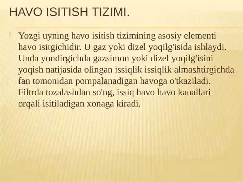 Havo isitish tizimi 2