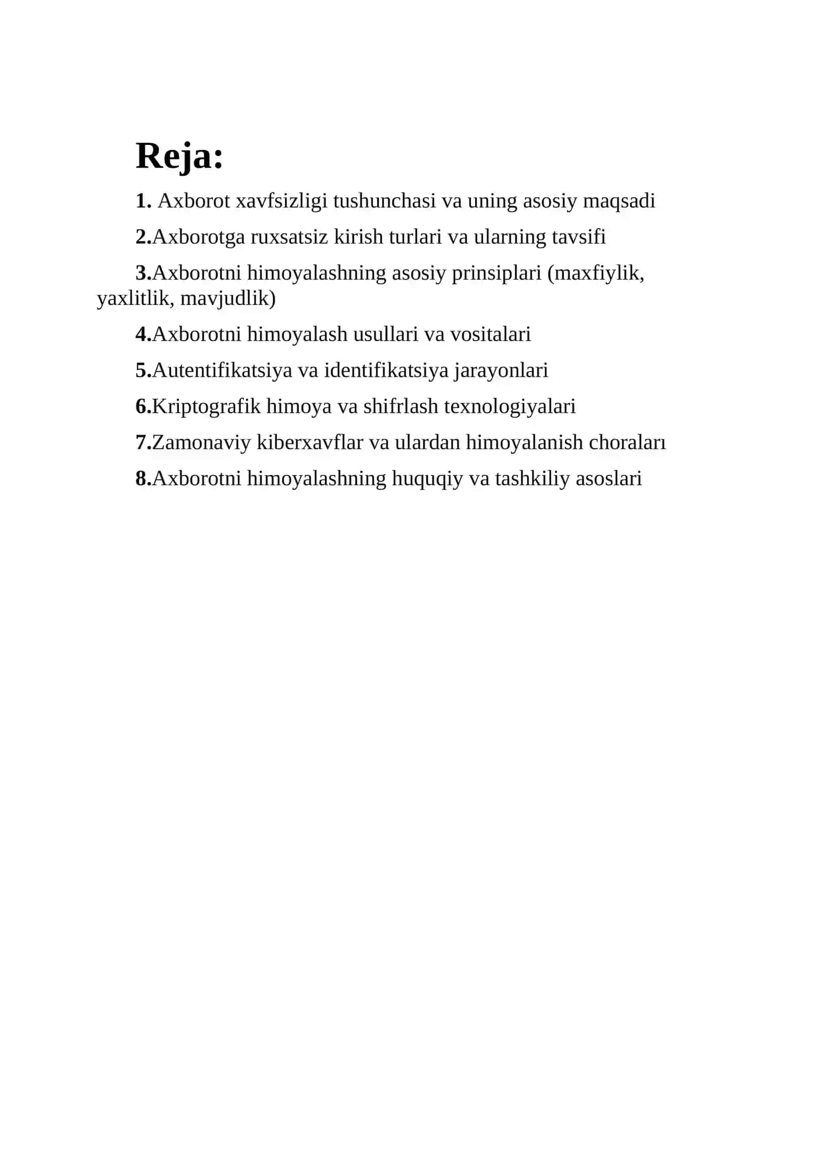 Axborotni ruxsatsiz foydalanishlardan himoyalash 2