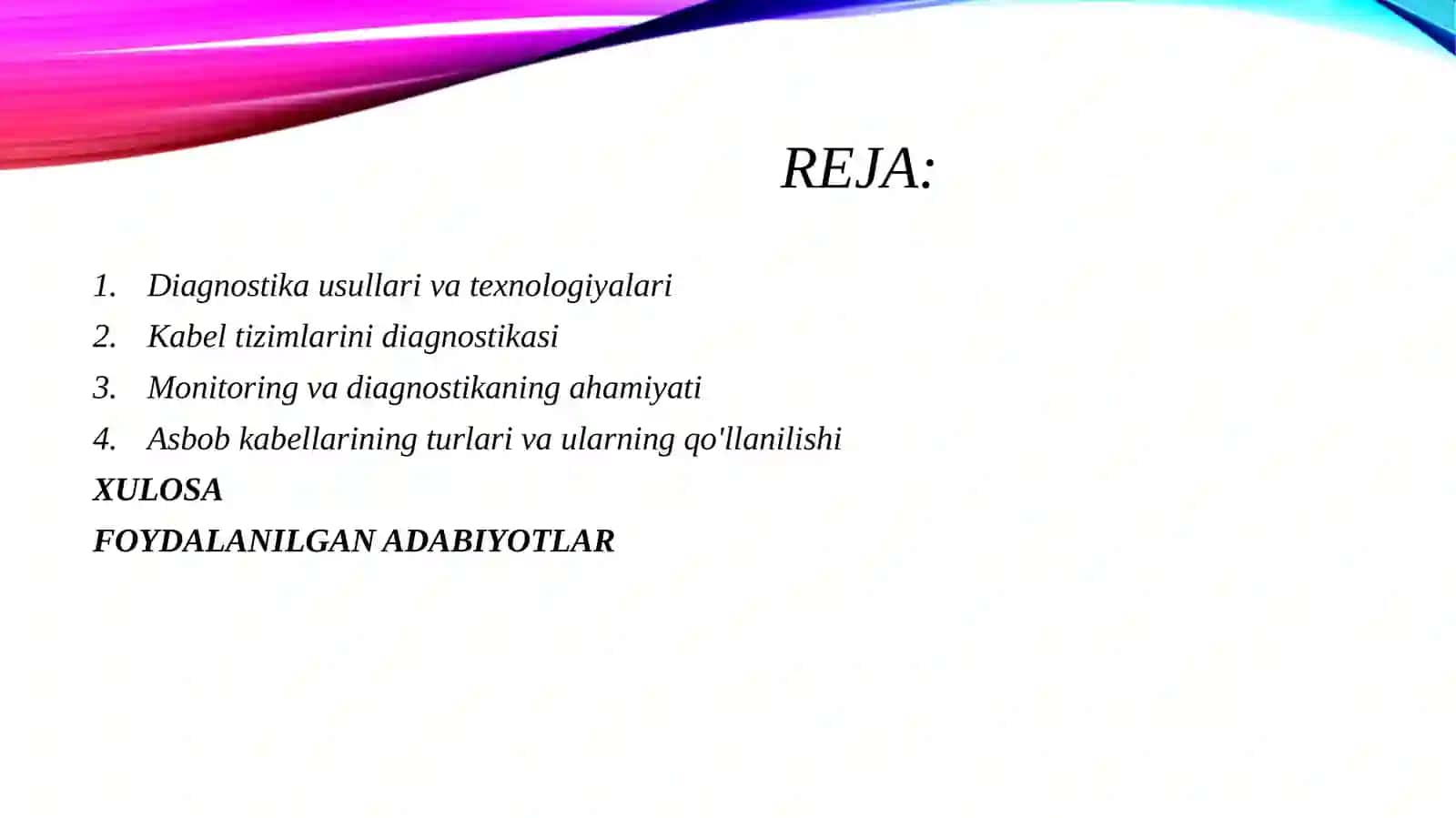 KABEL TIZIMLARINI MANITORING QILISH VA DEAGNOSTIKASI 2