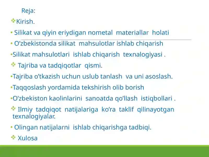 Silikatlar (keramika, chinni va fayans) 2