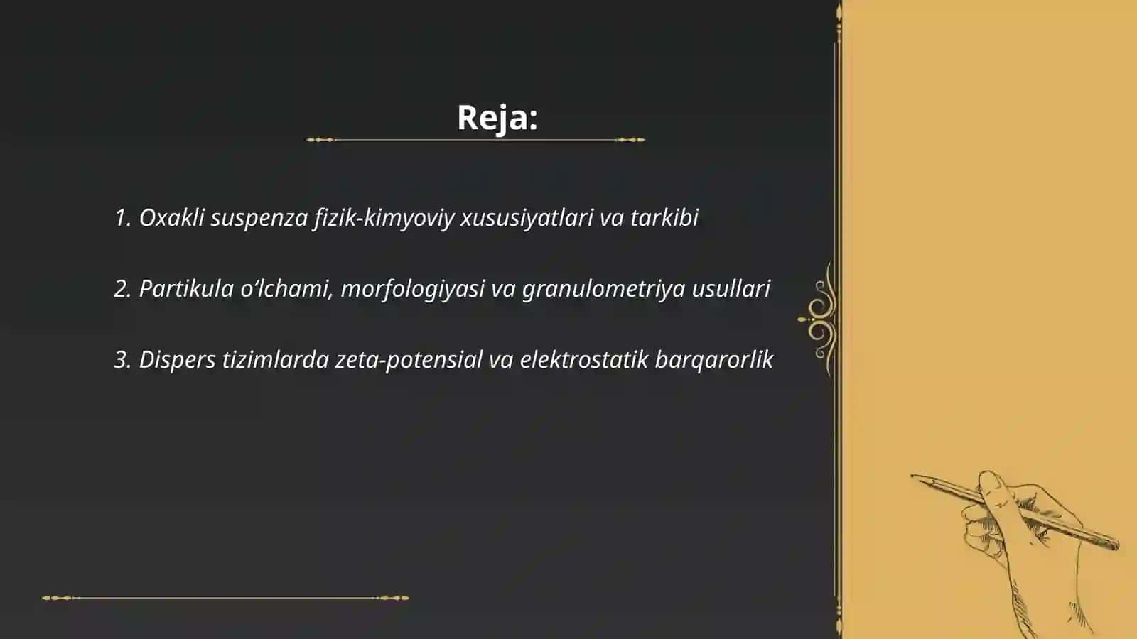 Oxakli suspenza olishining fizik kimyoviy asoslari Texnologik sxemalar va aparaturalar 2