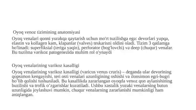 Oyoq venalari varikoz kasalligida bajariladigan operatsiyalar 2