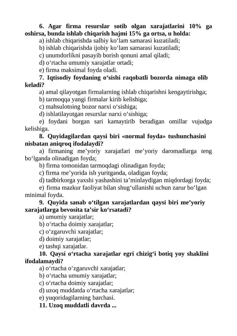 KORXONA (FIRMA) XARAJATLARI VA FOYDASI 2