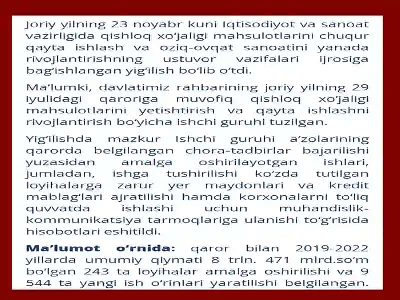 Qishloqxo'jalik mahsulotlarini qayta ishlash yo'llari. 2