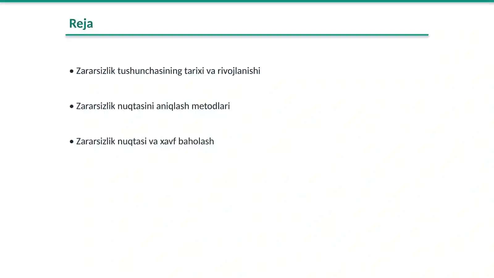 Zararsizlik nuqtasini aniqlash 2