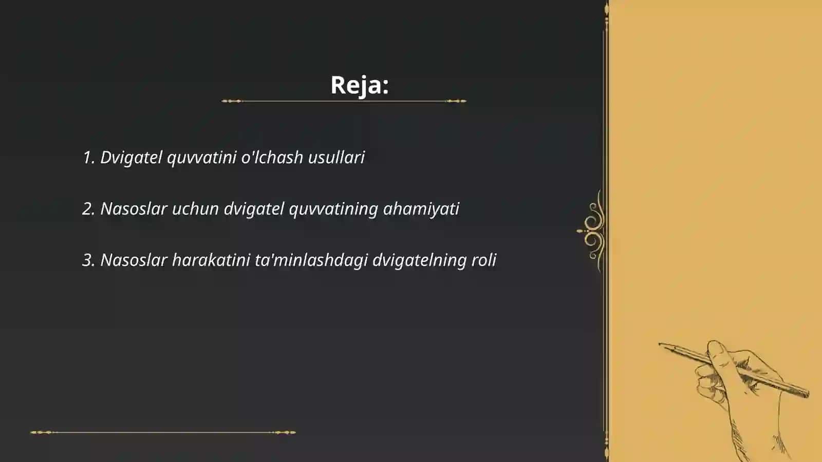 Dvigatel quvvatini o'lchash usullari 2