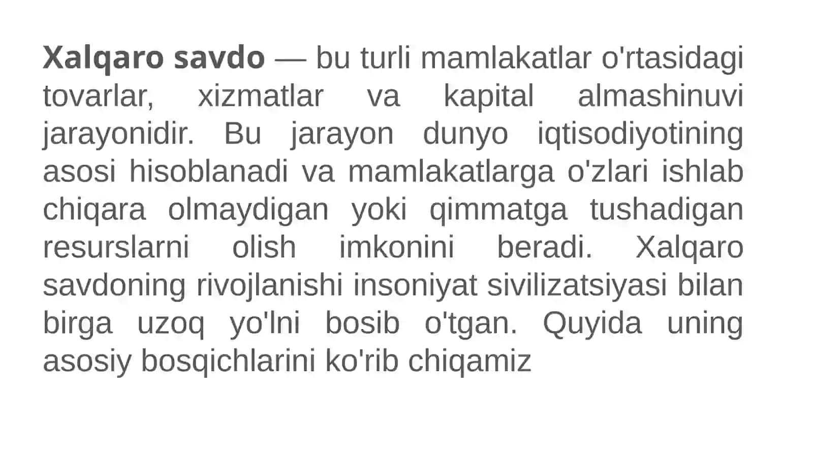 Xalqaro savdo va uning rivojlanish bosqichlari 2