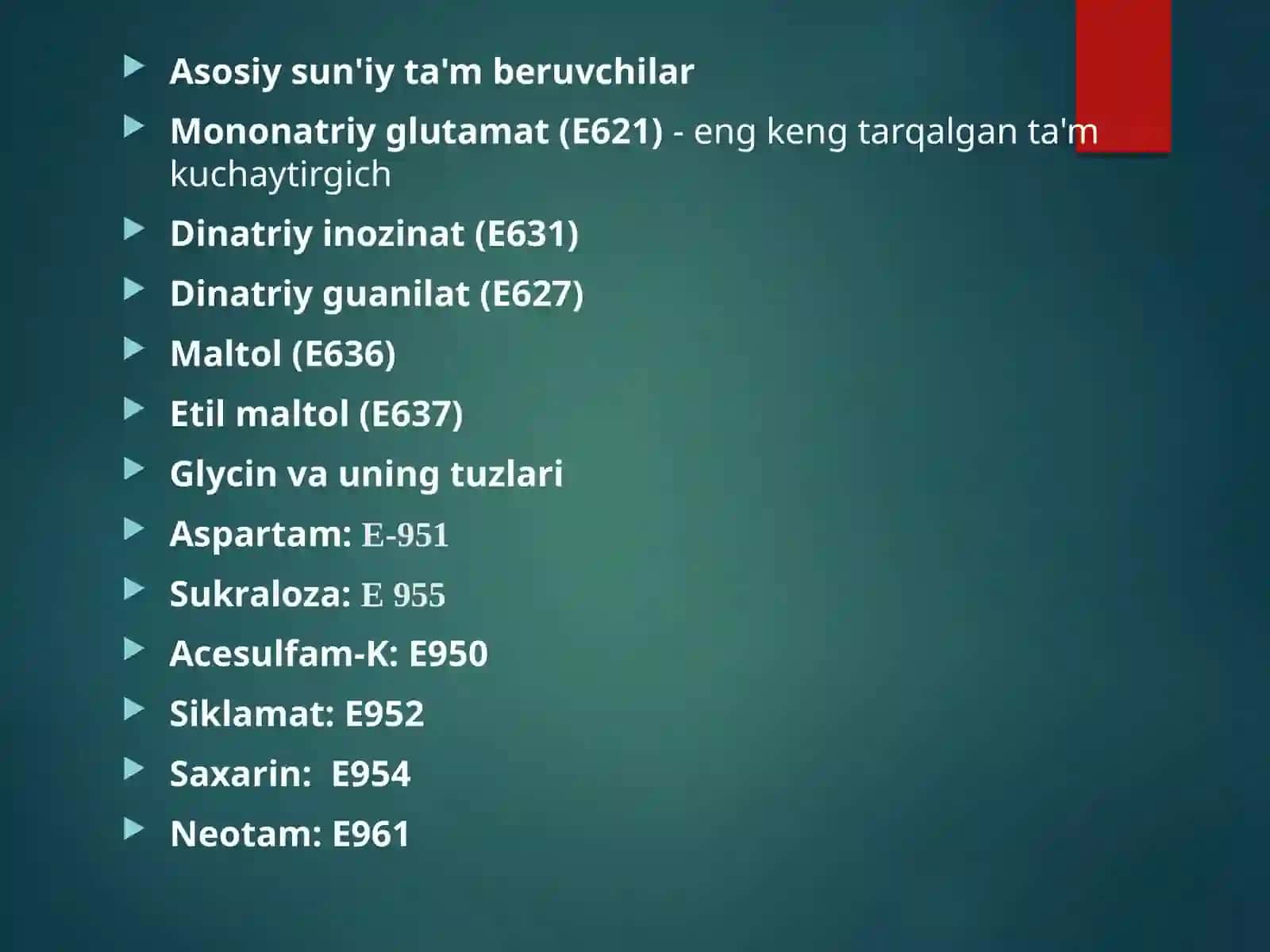 Oziq-ovqat mahsulotlari tarkibidagi sun'iy ta'mberuvchilarni aniqlash usullari 2