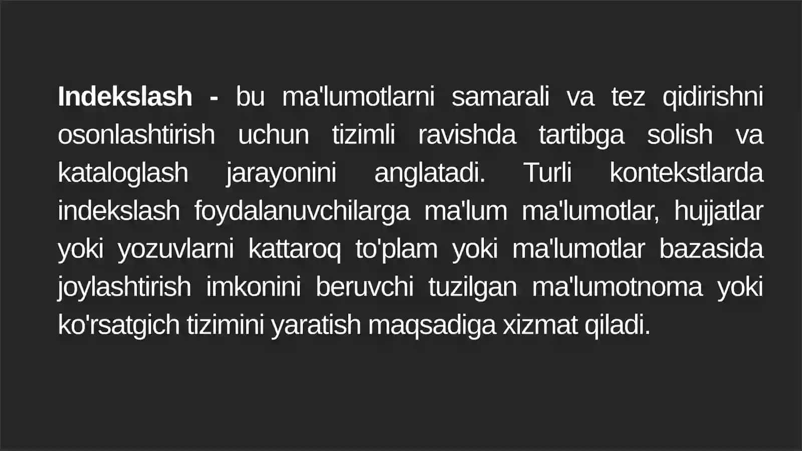 Bloklangan tartib asosida indekslash. 2