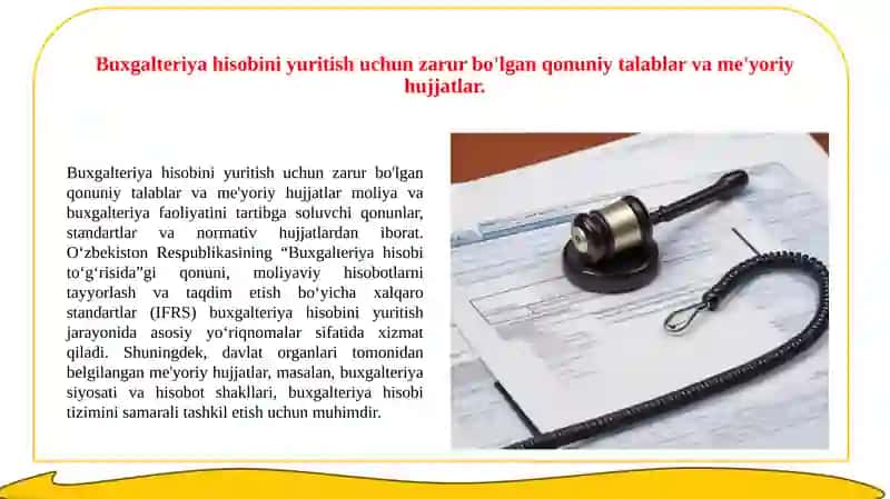 Buxgalteriya hisobini tashkil qilishning huquqiy va me'yoriy asoslari 2