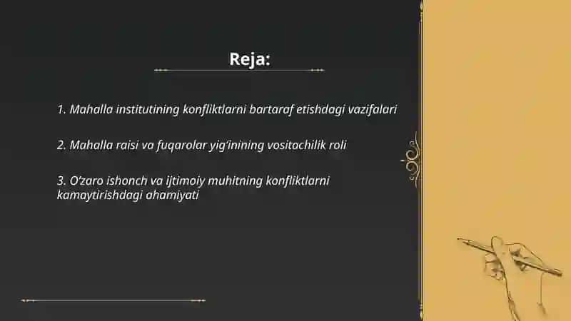 Konfliktlarni bartaraf etishda mahalla va muhit oʼrni 2