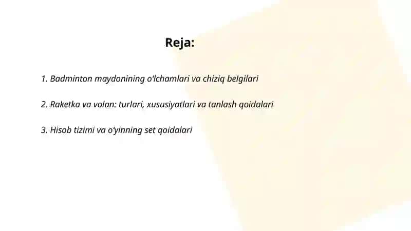 Sport o‘yinlari. Badminton o‘yin qoidalari va texnikasi 2