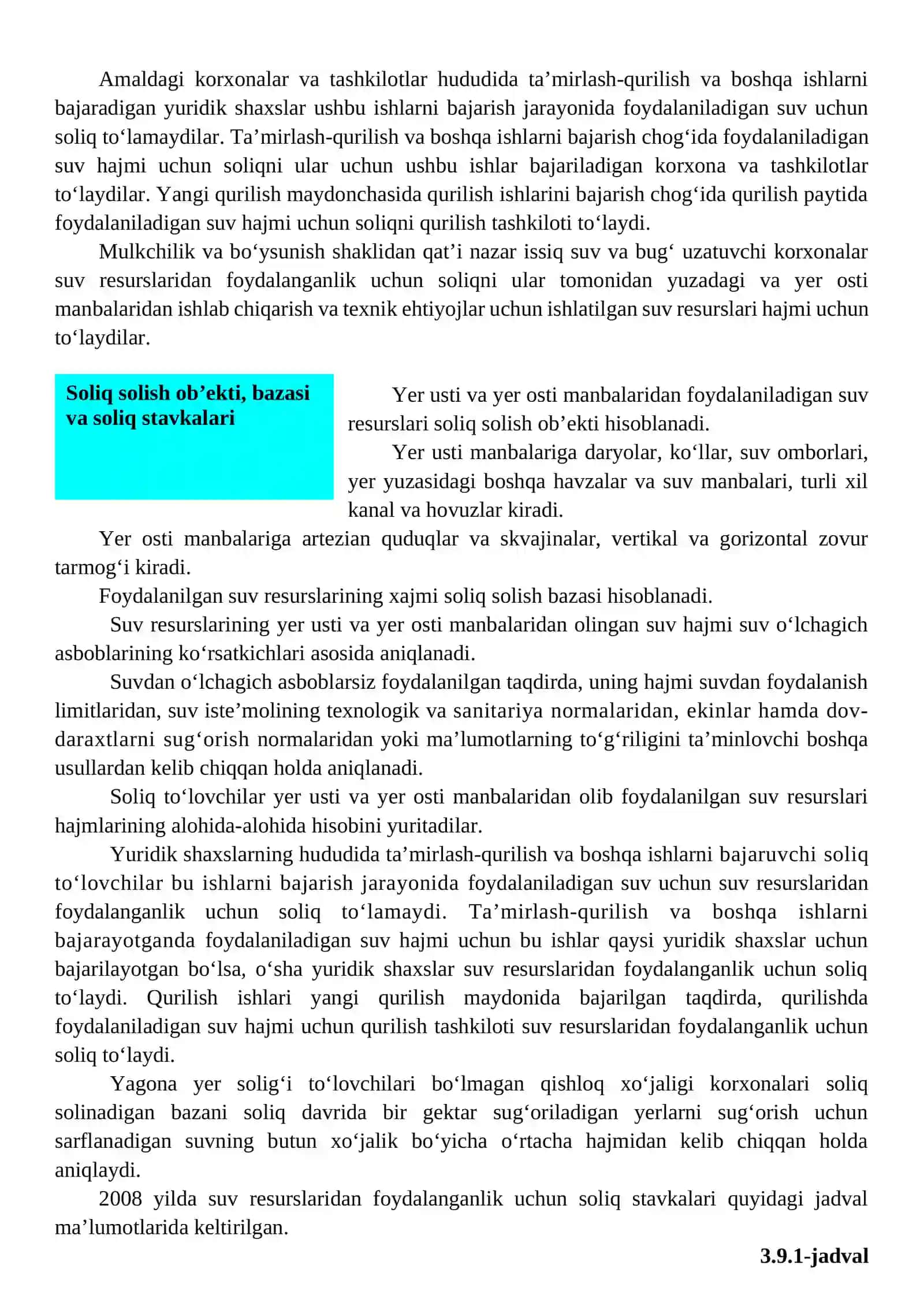 Suv resurslaridan foydalanganlik uchun soliq 2