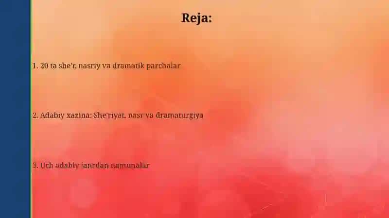 20ta sher 20ta nasriy asarlardan parcha 20ta drammatik asardan parcha 2