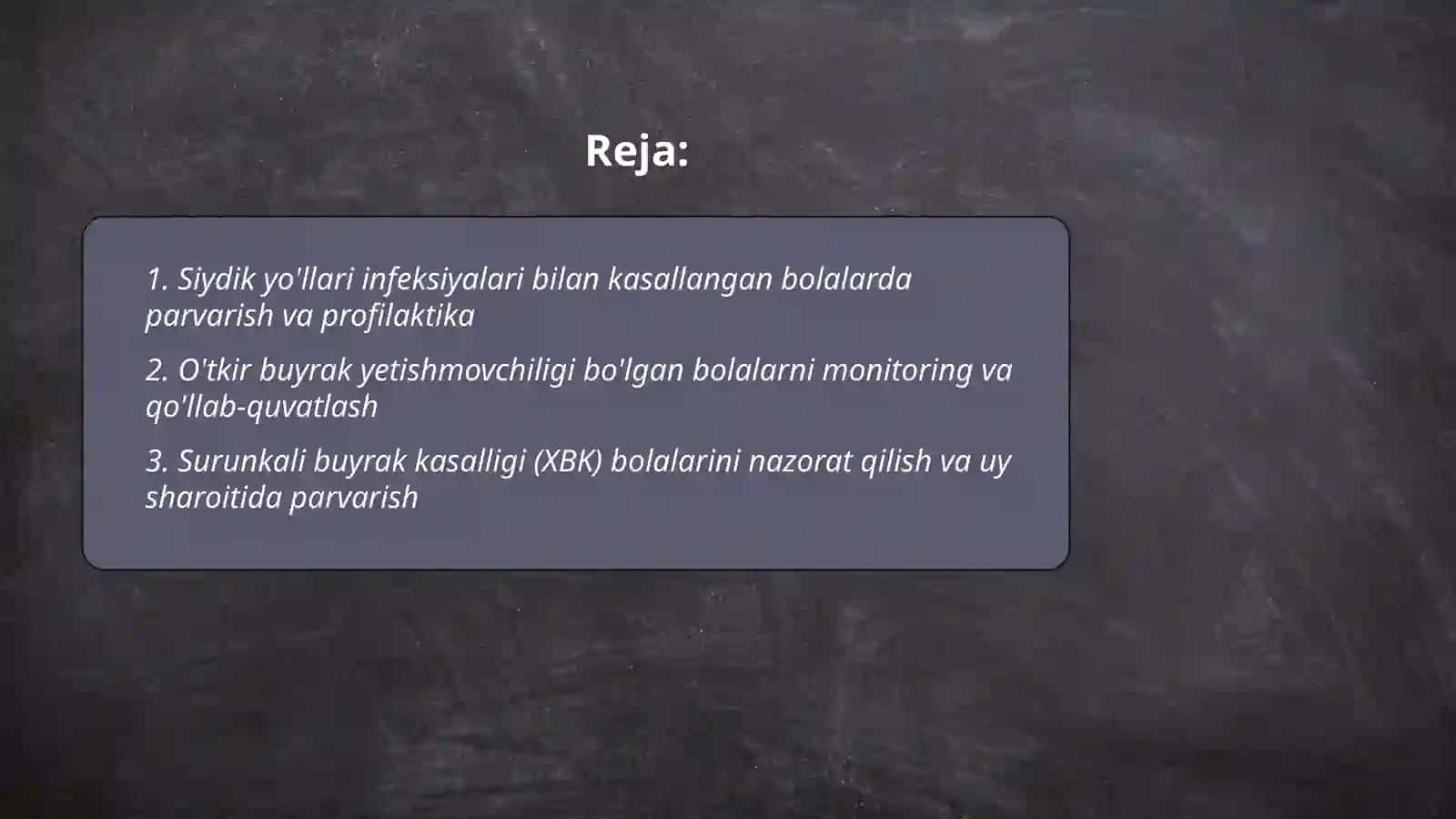 Siydik hosil qilish va ajratish a'zolari kasalliklarida bemor bolalarni parvarishlash va nazorat qilish 2