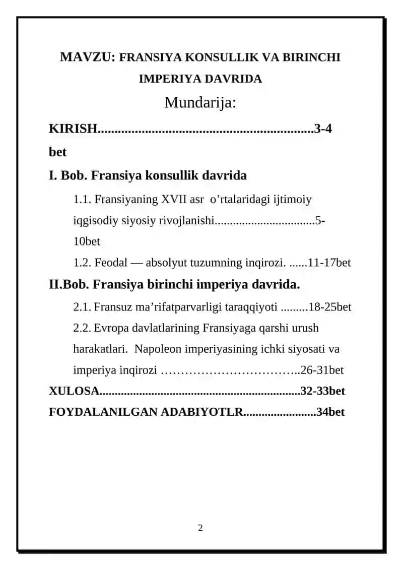 FRANSIYA KONSULLIK VA BIRINCHI IMPERIYA DAVRIDA 2