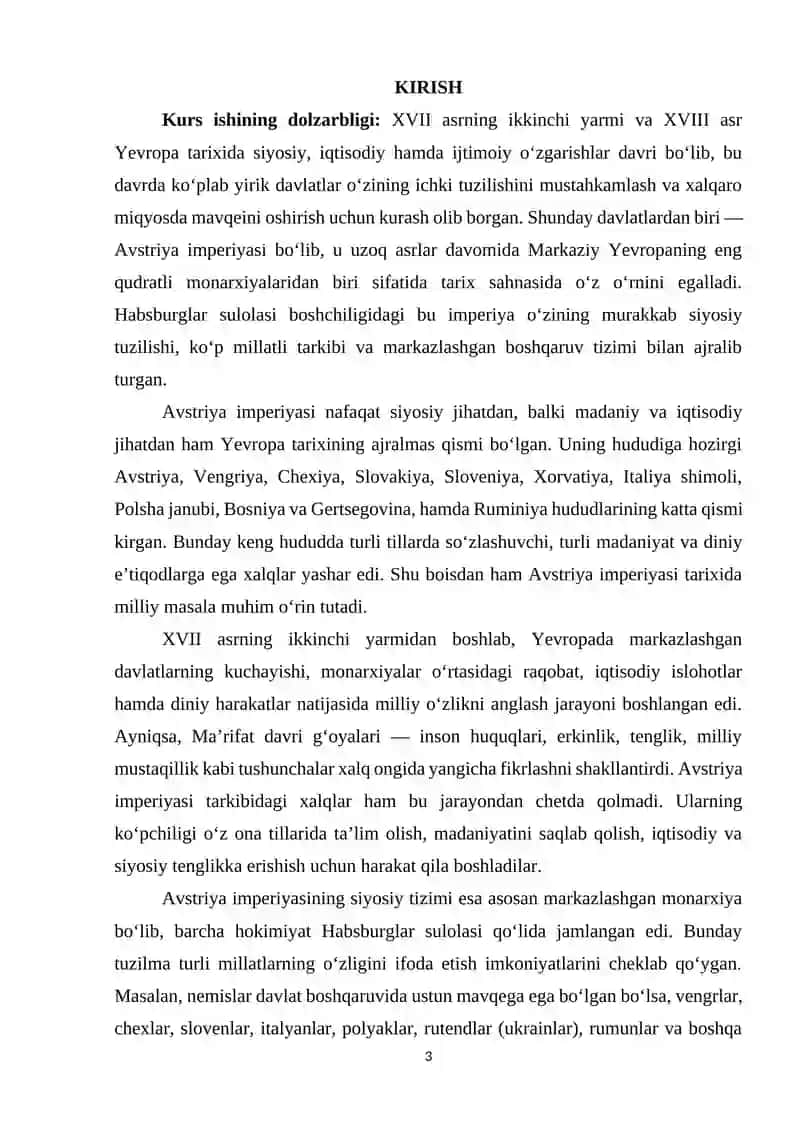 AVSTRIYA IMPERIYASIDA MILLIY MASALA (XVII ASRNING IKKINCHI YARMI – XVIII ASR) 2
