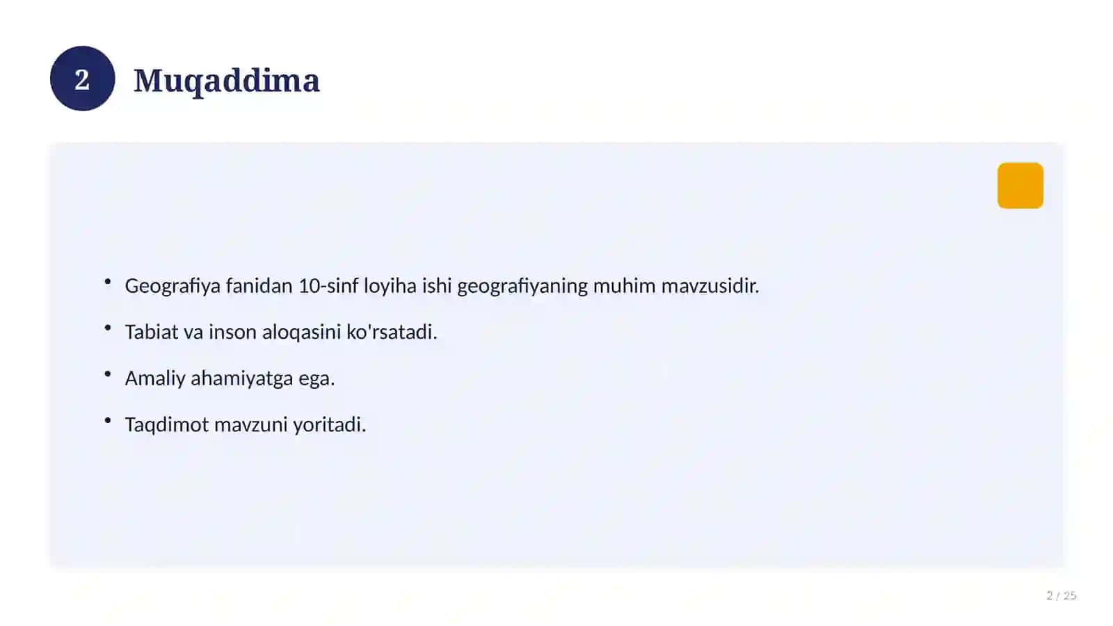 Geografiya fanidan 10-sinf loyiha ishi 2