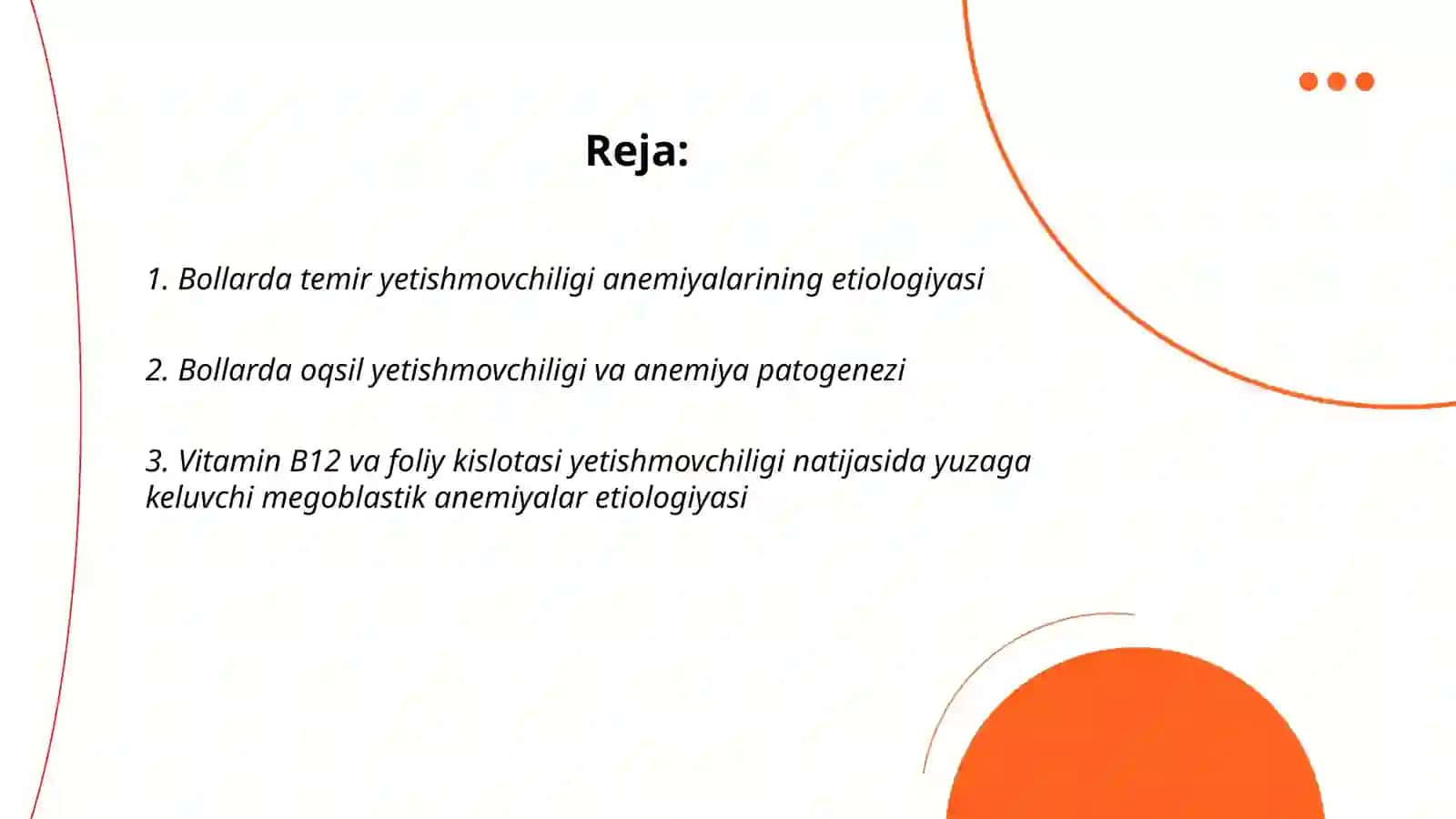 Bollarda animiyalar temir oqsil vitaminlar yetishmovchiligi animiyalar etyalogiyasi patagrnezi 2