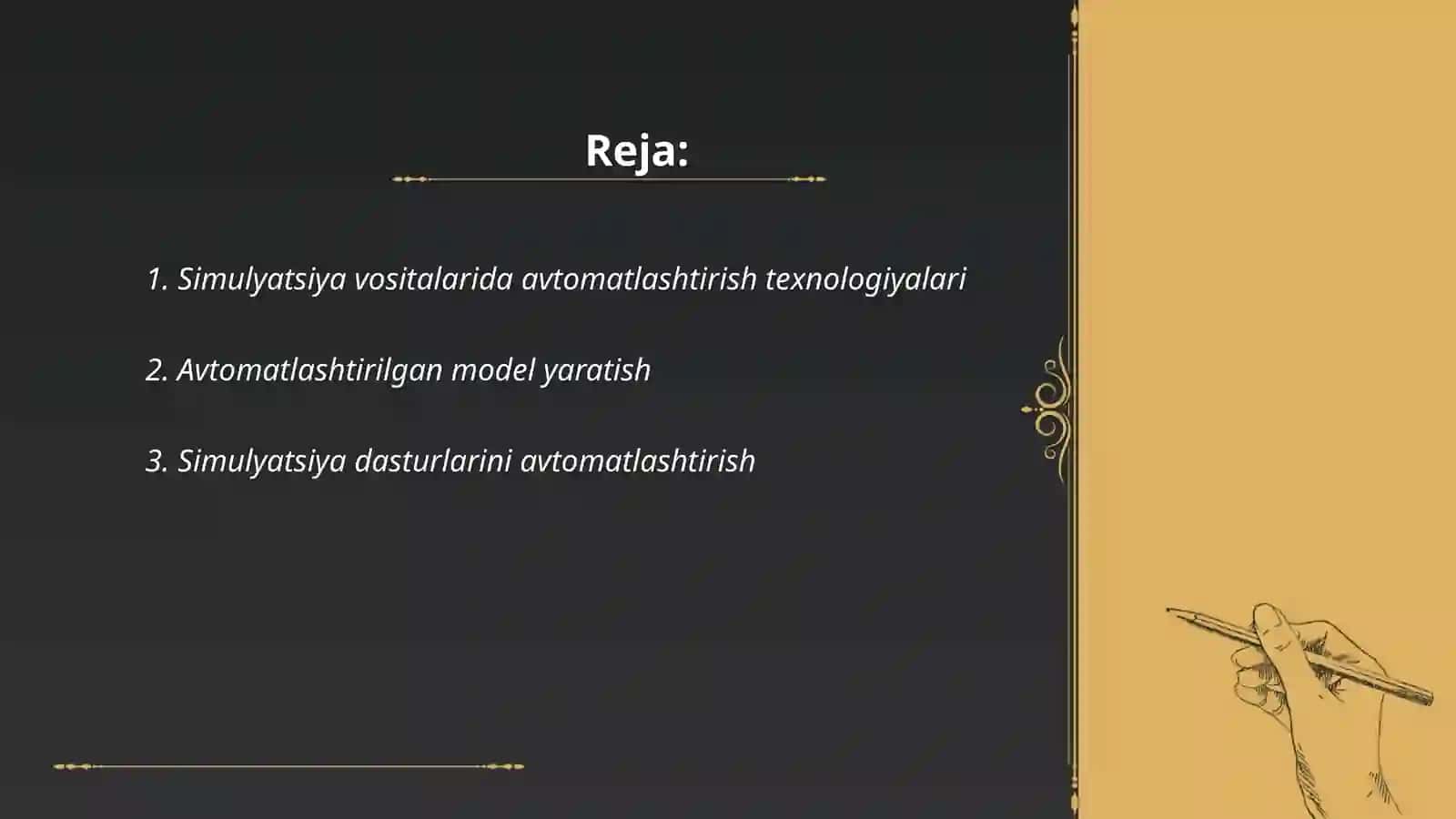 Simulyatsiya vositalarini avtomatlashtirish 2