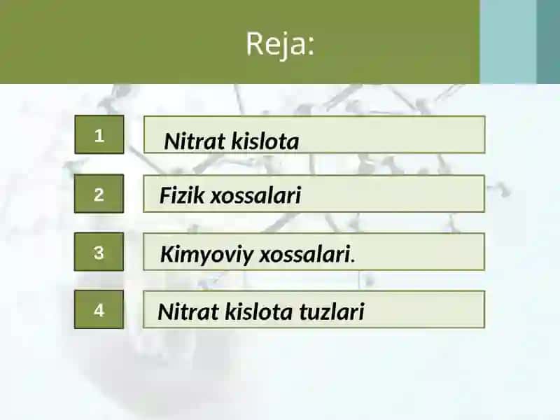 Nitratkislotaningkimyoviyxossalari."Zarsuvi”. 2