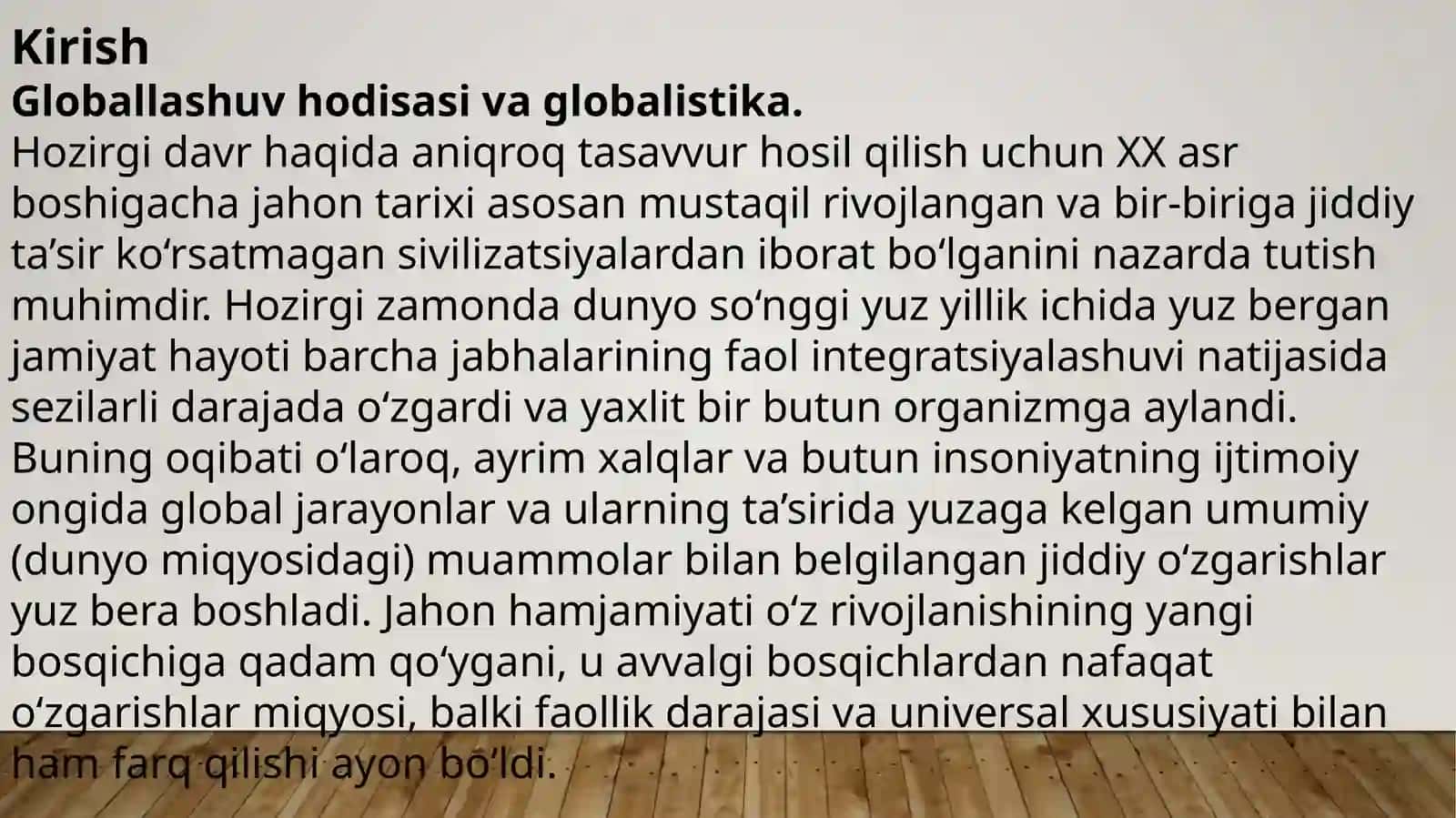 GLOBAL JARAYONLAR  DIALEKTIKASI 2
