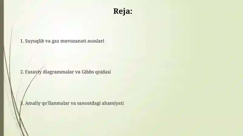 Suyuqlik va Gaz Muvozanati 2