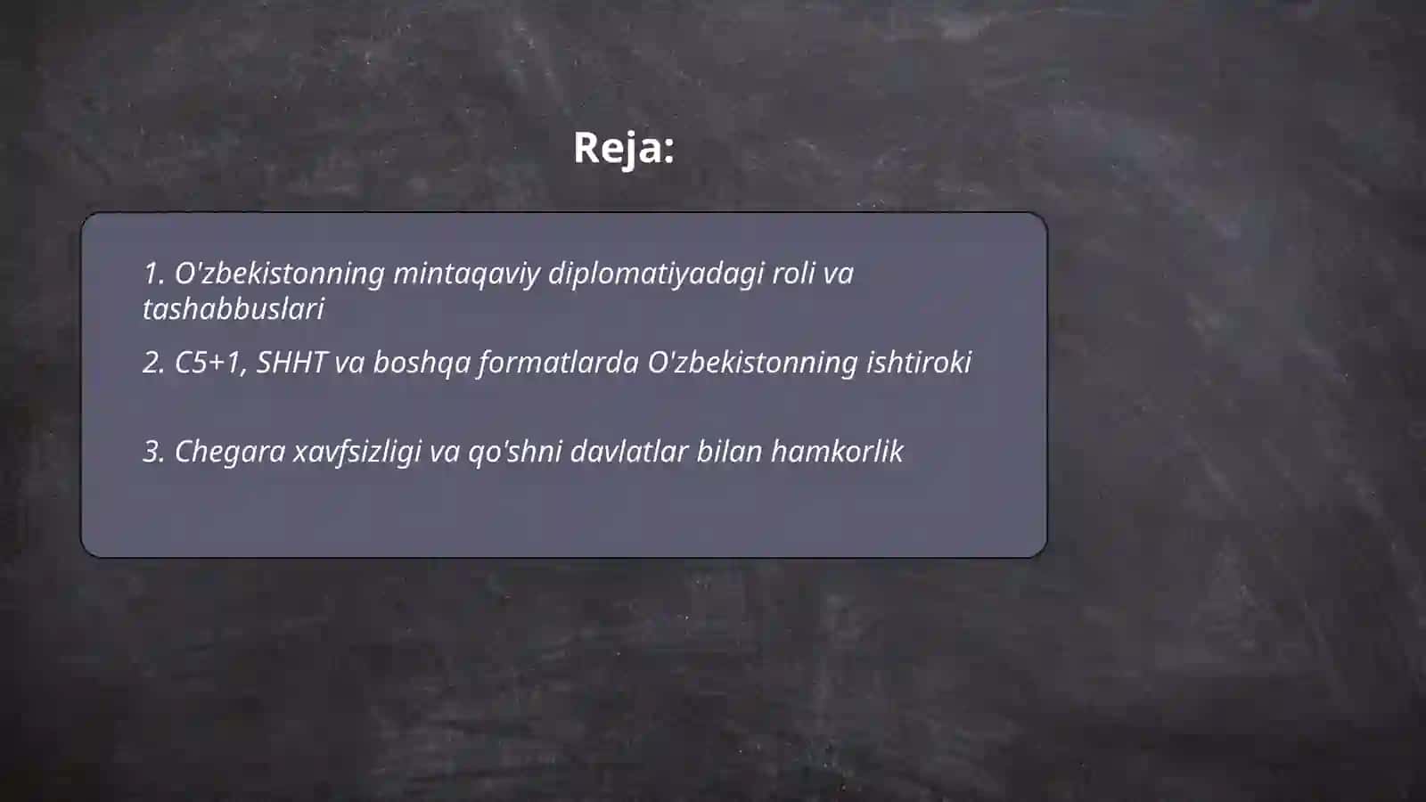O'zbekistonning Markaziy Osiyoda tinchlik va barqarorlikni ta'minlashdagi o'rni 2