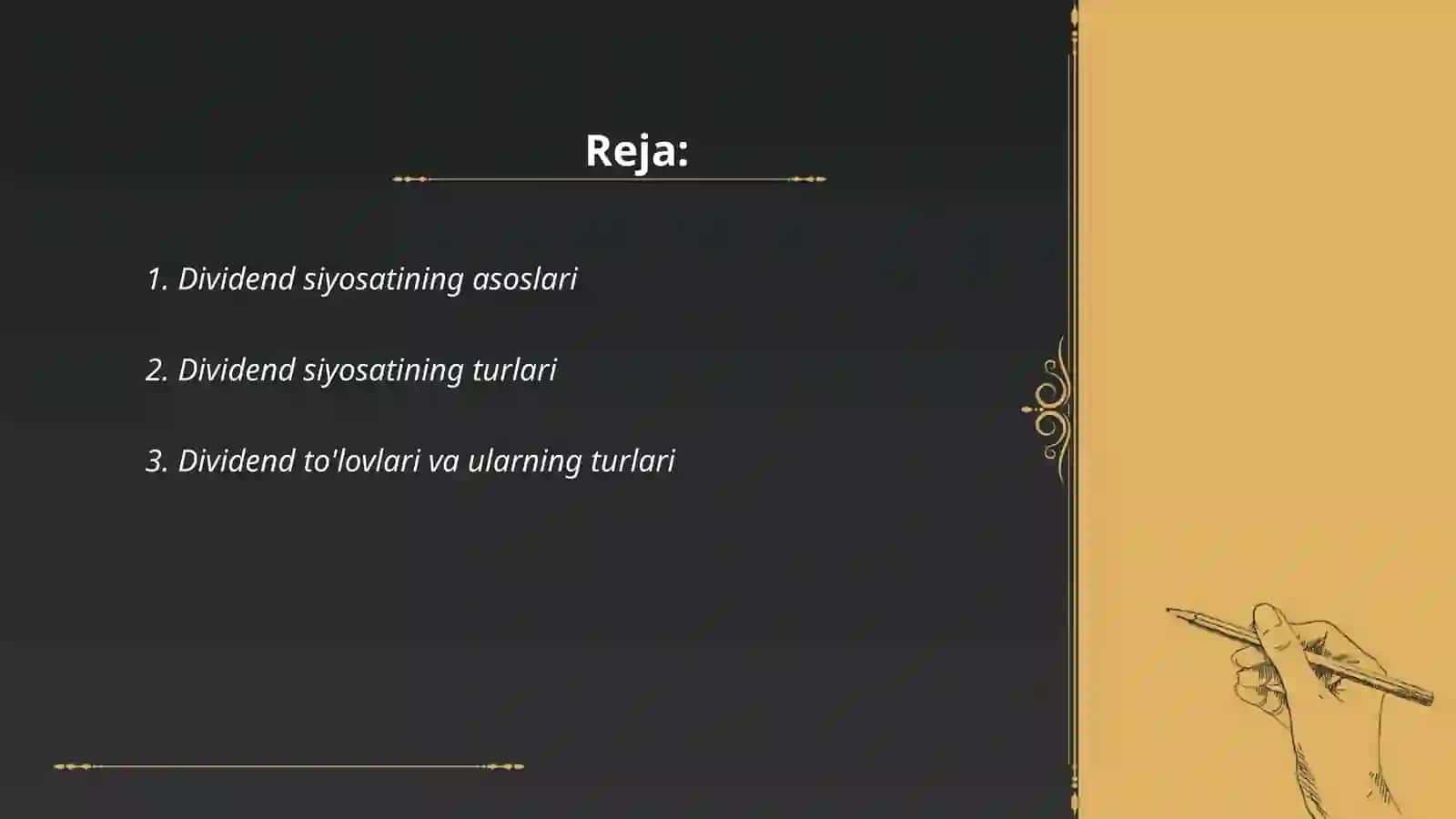 Korporatsiyalarda dividend siyosati 2