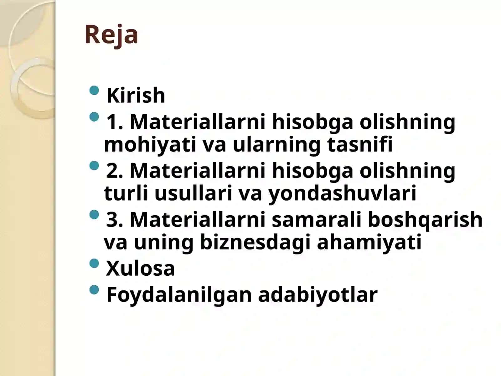 Materiallarni hisobga olishning o’ziga xos xususiyatlari 2