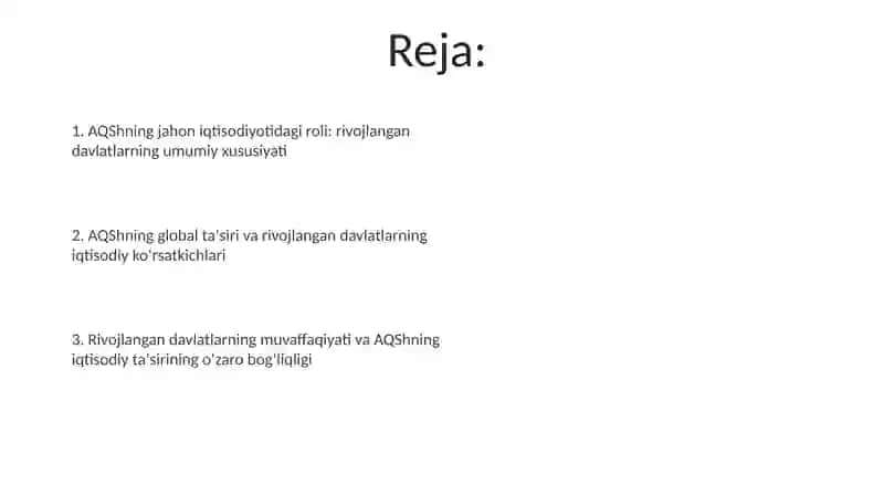 AQShning jahon iqtisodiyotidagi roli 2