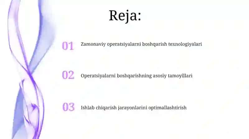 Zamonaviy operatsiyalarni boshqarish texnologiyalari 2