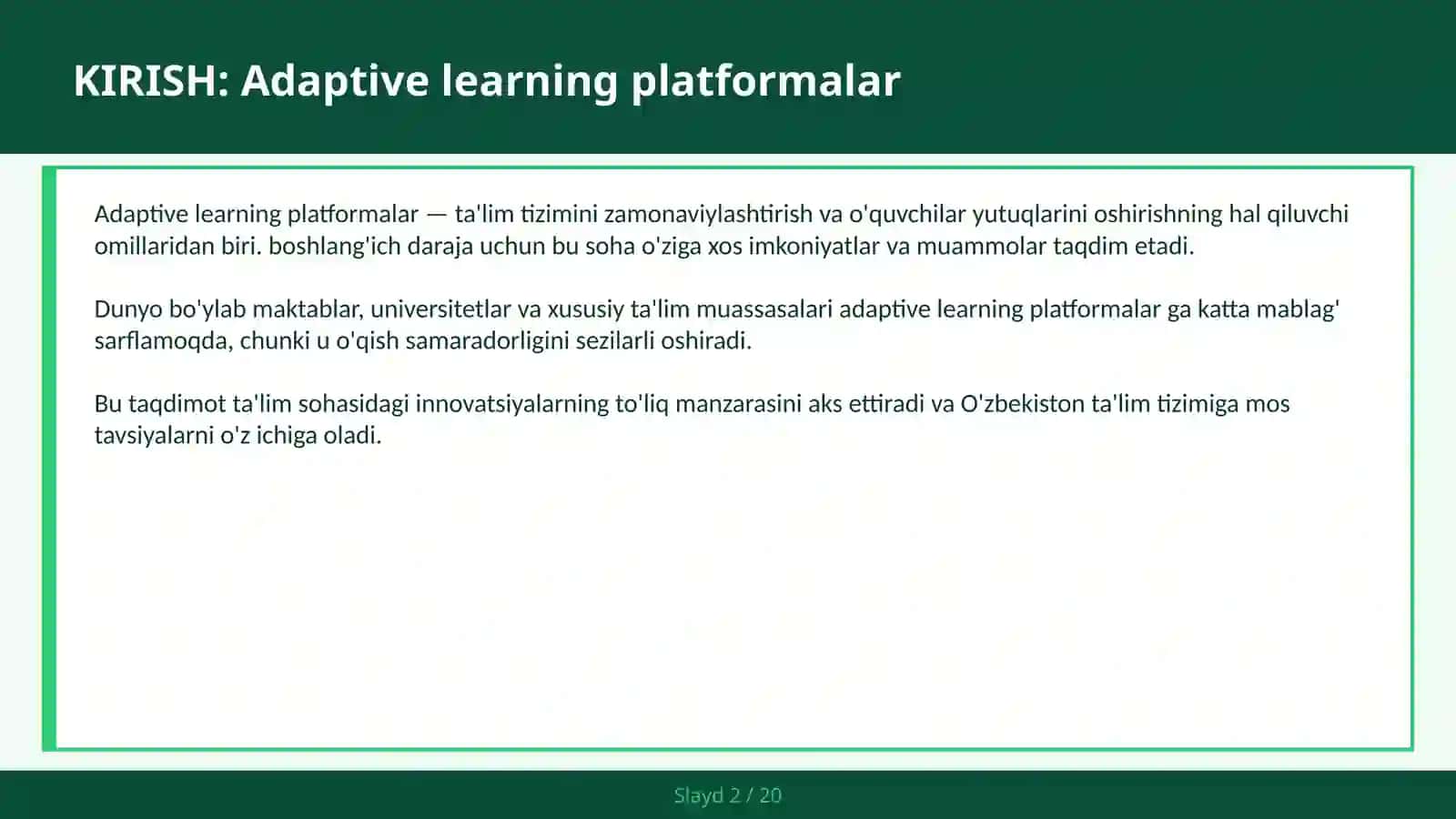 Adaptive learning platformalar 2