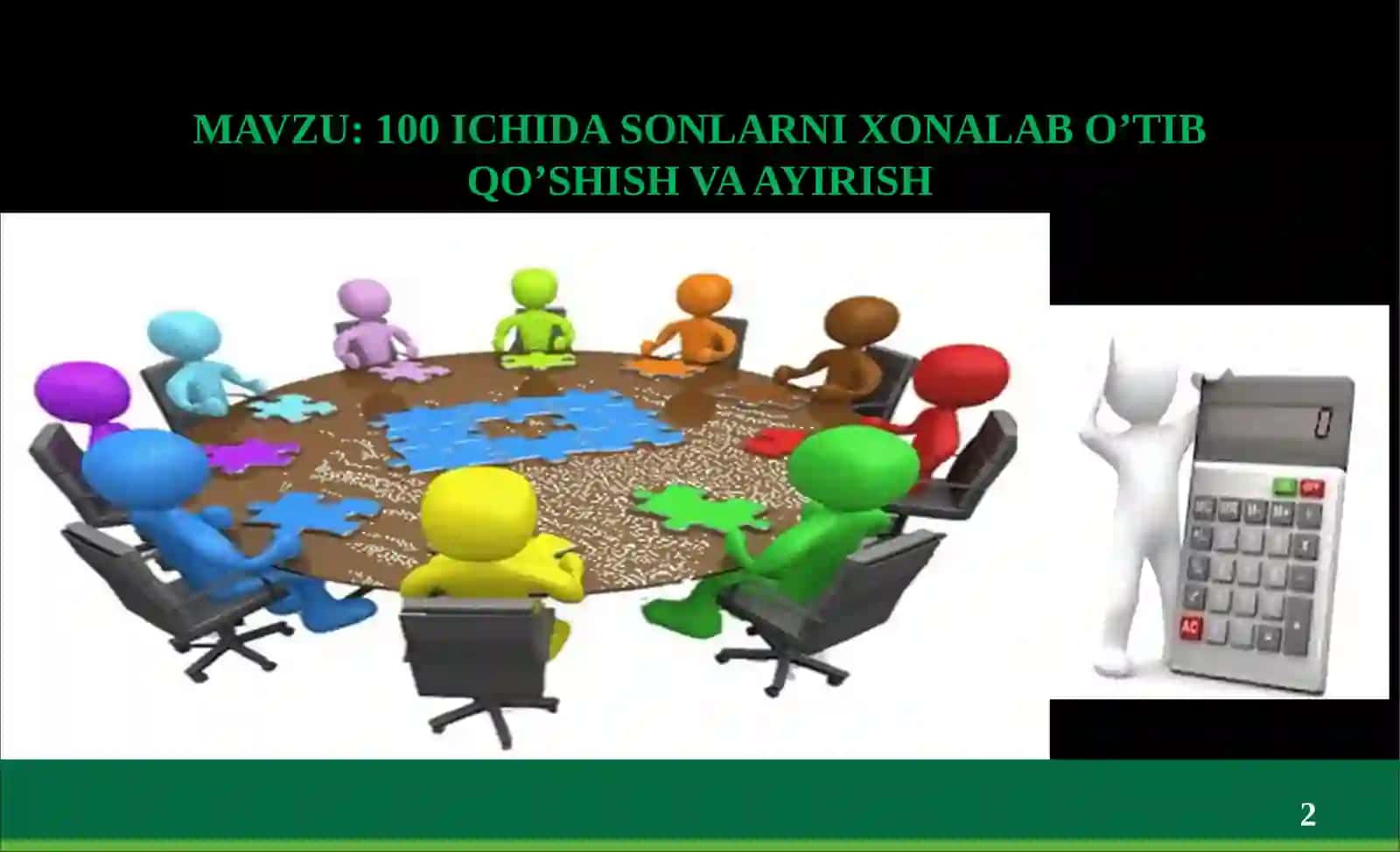 100 ICHIDA SONLARNI XONALAB O’TIB QO’SHISH VA AYIRISH 2