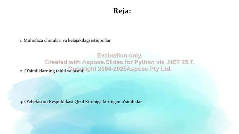 O'zbekiston Respublikasi Qizil kitobiga kiritilgan o'simliklar taqdimoti 2