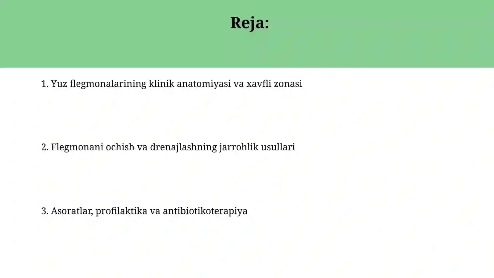 Yuzning yuza flegmonalarining ochish hamda drenejlashning klinik anatomik asoslari 2