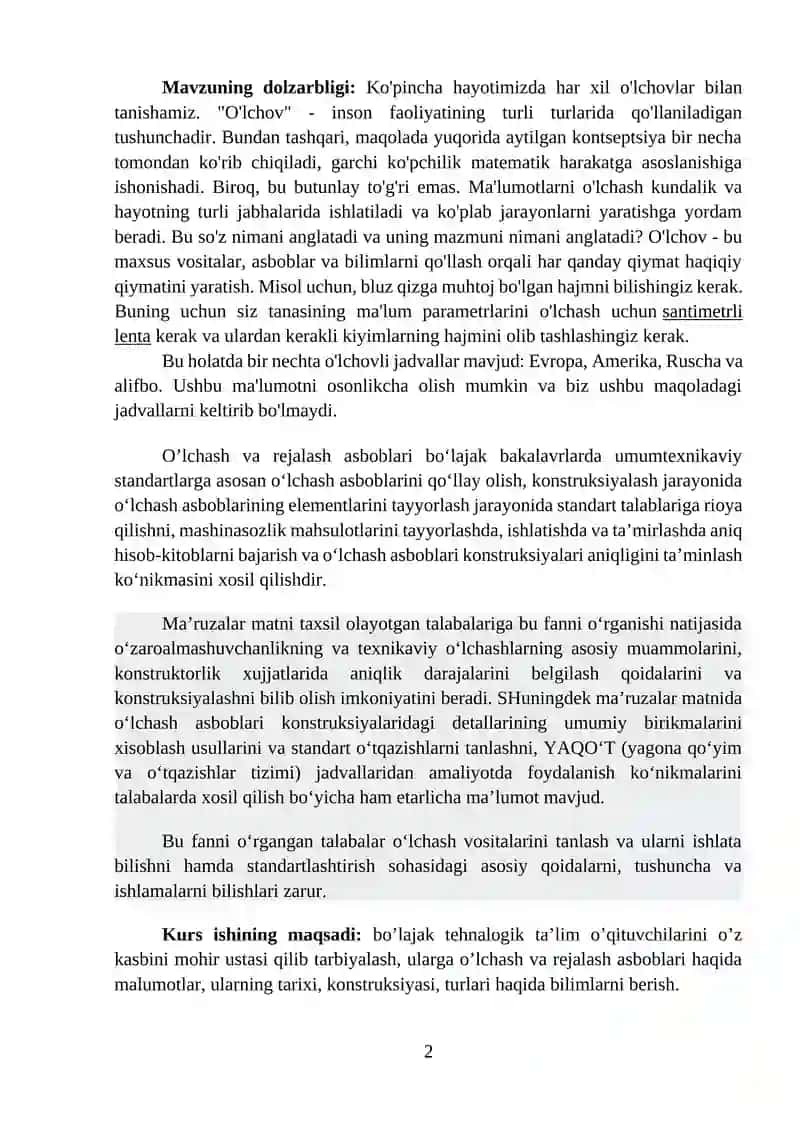 O’quvchilarga O’lchash rejalash asboblari mavzusini o’qitish metodikasi 2