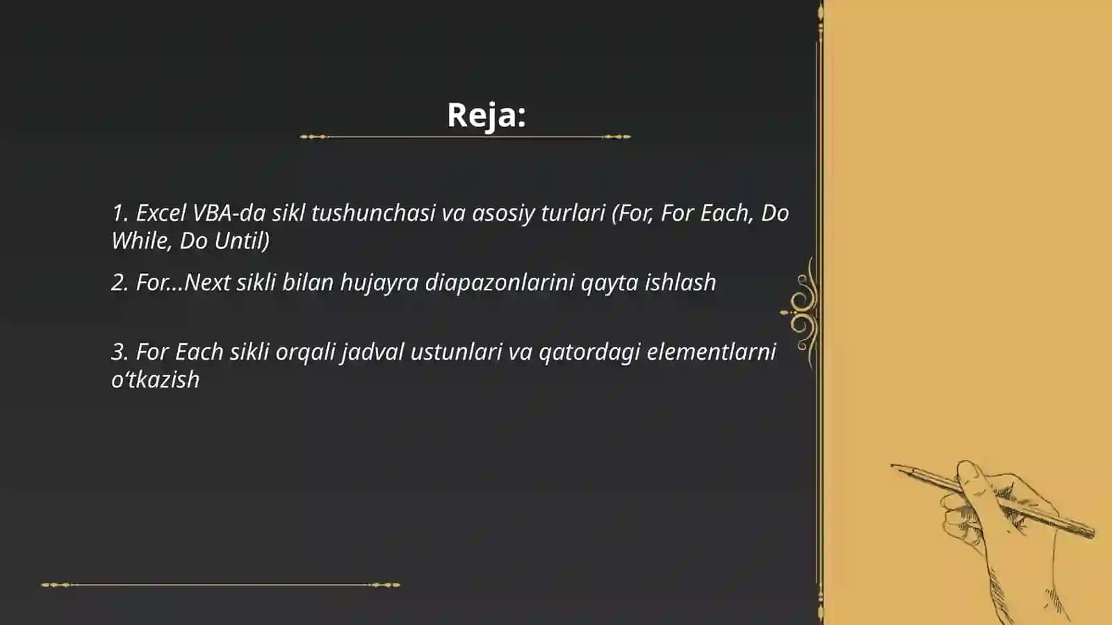 Excel VBA-da sikl tushunchasi va asosiy turlari 2