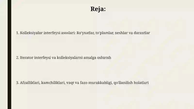 Kolleksiyalar va Iterator interfeyslariga kirish 2