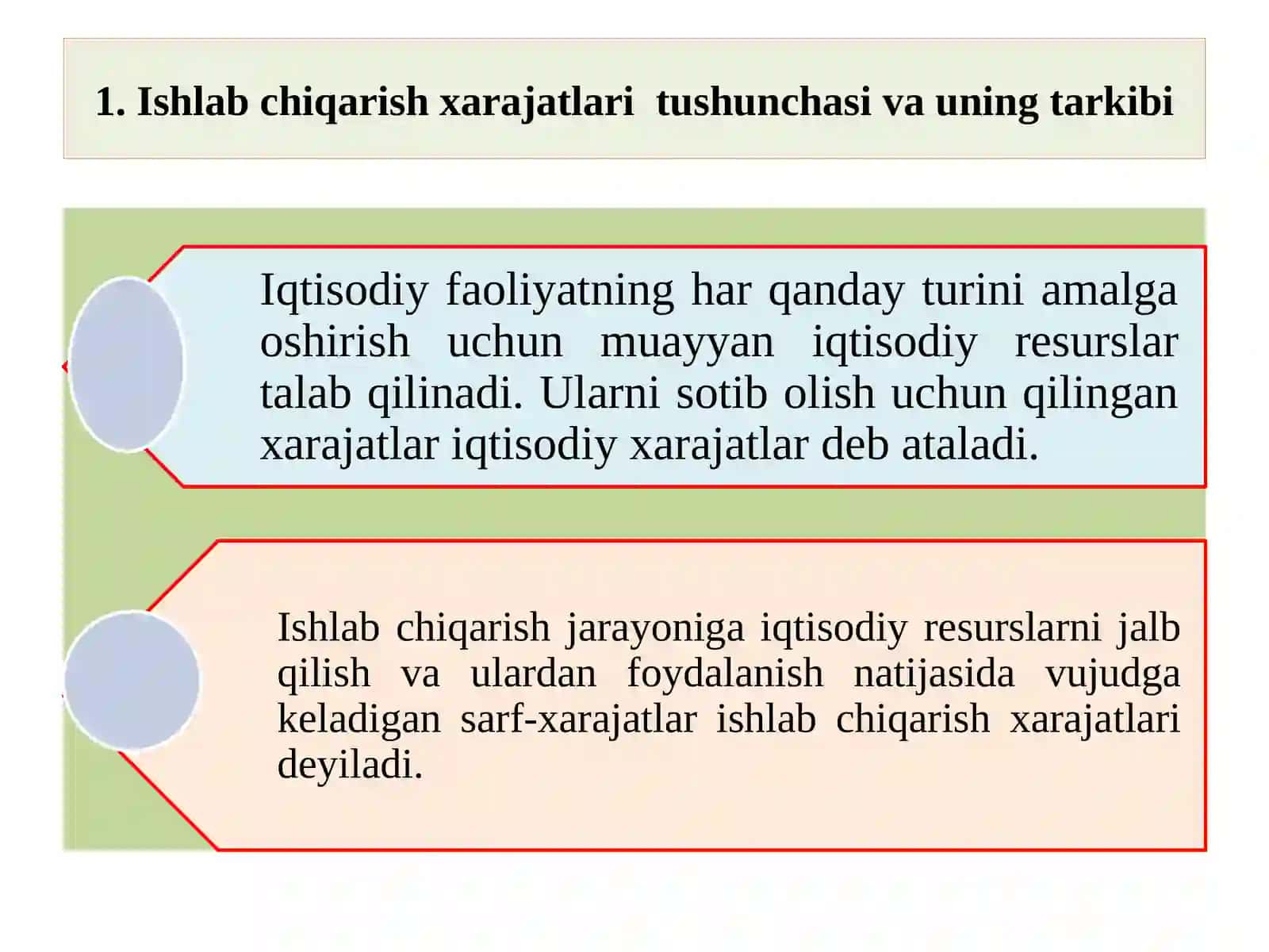 Ishlabchiqarish xarajatlari va foyda 2