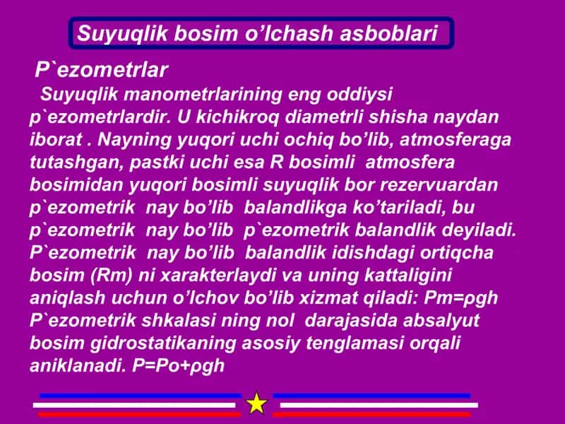 Gidravlik kattaliklarni o‘lchash va jihozlari 2