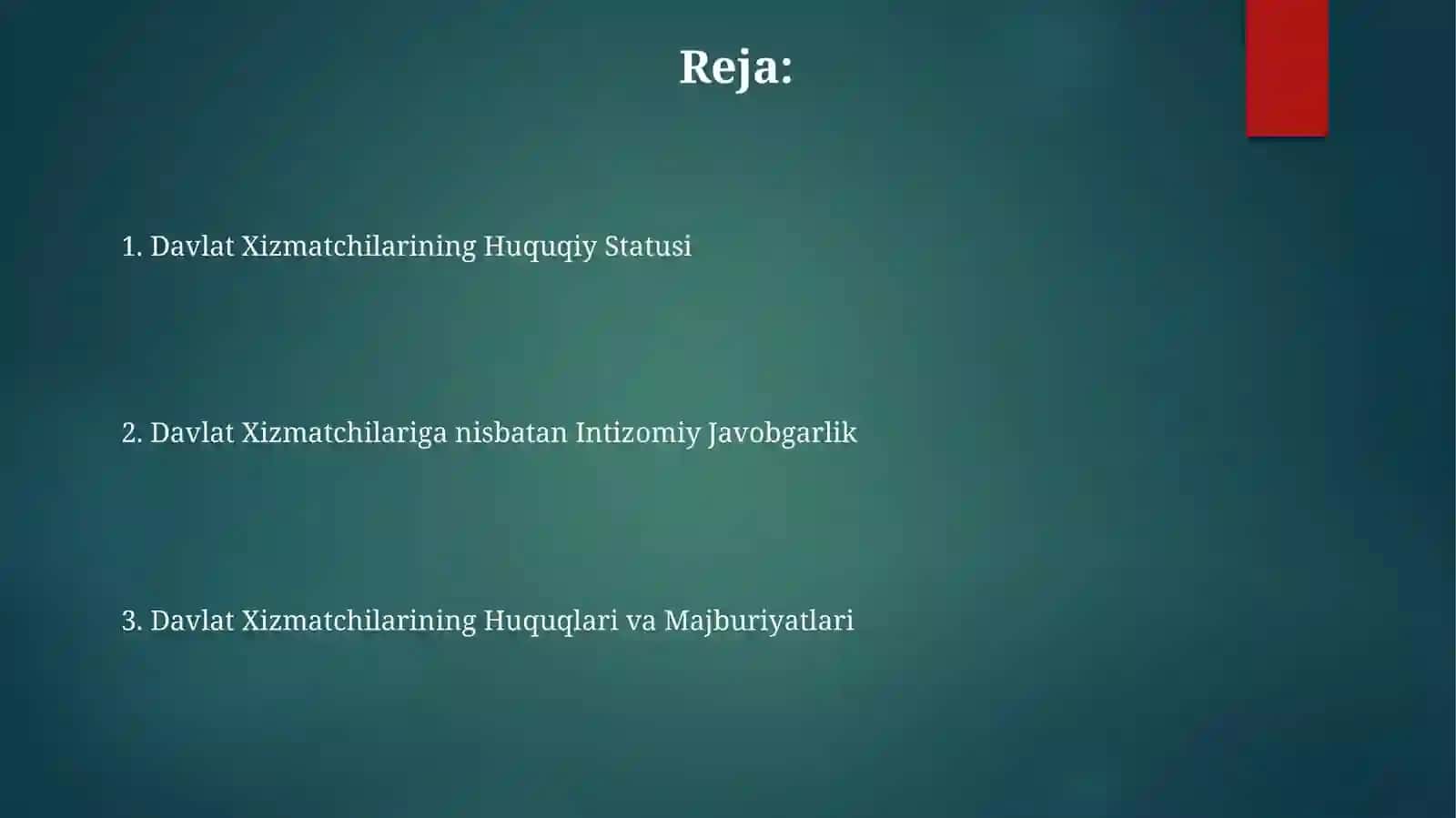 Davlat Xizmatchilarining Huquqiy Statusi 2