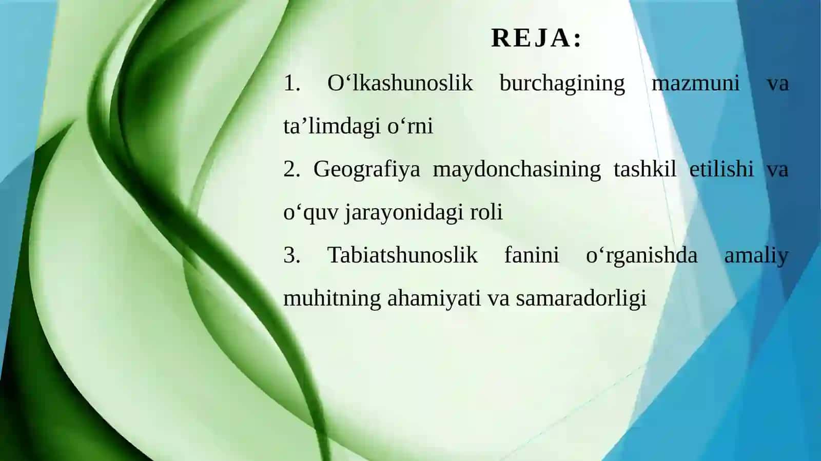 O'lkashunoslik burchagi va geografiya maydonchasining tabiatshunoslik fanini o'rganishdagi ahamiyati 2