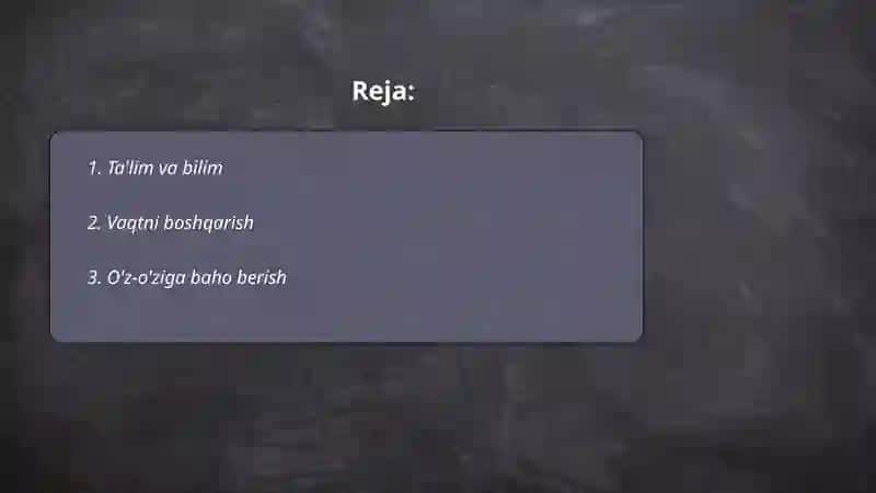 Shaxsning malaka va odatlari 2