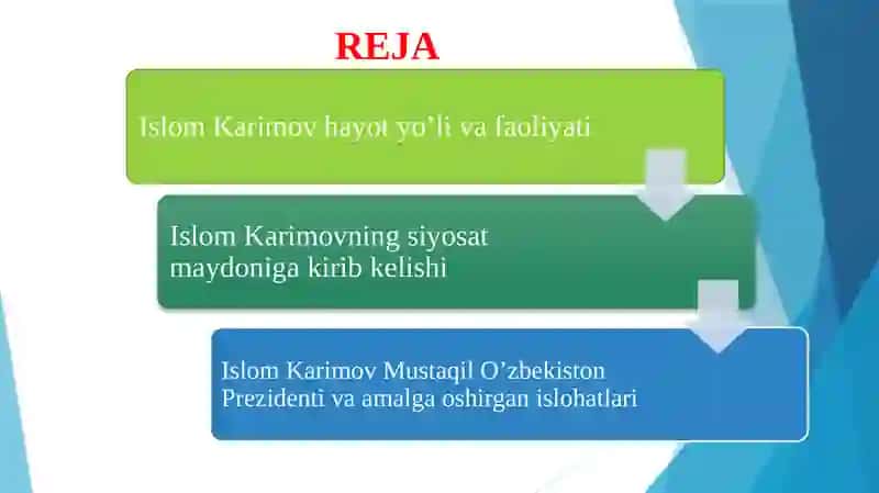 ISLOM ABDUG’ANIYEVICH KARIMOV MUSTAQIL O’ZBEKISTON RESPUBLIKASINING BIRINCHI PREZIDINTI 2