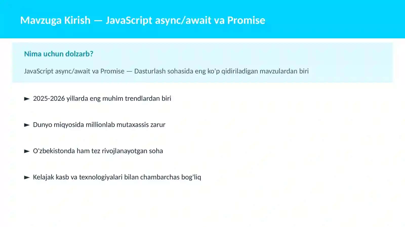 DASTURLASH | JAVASCRIPT VA WEB 2