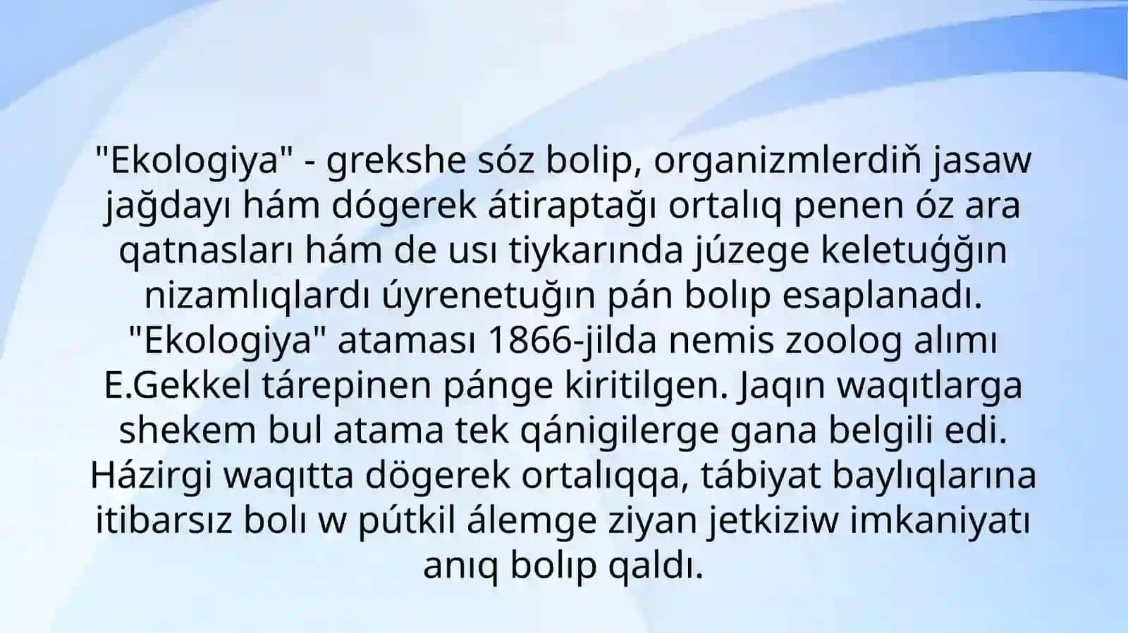 Ekologiyaliq mádeniyat hám ekologik sana máselesi 2