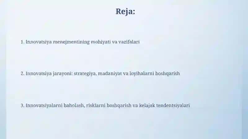 Innovatsion menejment: mazmuni va vazifalari 2